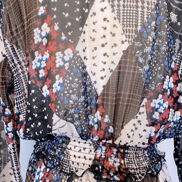 Tommy Hilfiger multicolor asymmetric dress long sleeve size M Smock Chiffon Midi - Picture 11 of 15